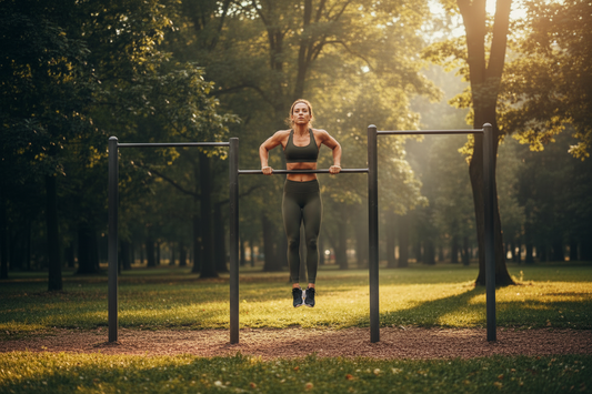 Woman Doing Pull Ups at the Park